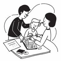Parents helping kids with homework concept as High resolution image of parents helping their kids with homework at home with a glossy backdrop capturing the support and involvement Dynamic Set 2 vector