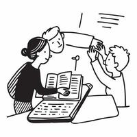 Parents helping kids with homework concept as High resolution image of parents helping their kids with homework at home with a glossy backdrop capturing the support and involvement Dynamic vector