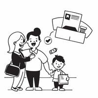 Parents dropping kids off at school concept as High resolution image of parents dropping their kids off at school with a glossy backdrop highlighting the support and love of the fa Dynamic Set 2 vector