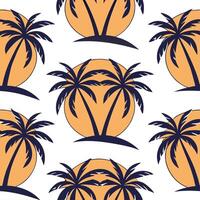 Palm trees against a setting sun seamless tile pattern with vibrant tropical hues concept as Palm trees silhouette against a setting sun with vibrant tropical hues creates a seamle Dynamic vector