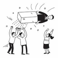 Office workers dealing with a fall during a holiday celebration concept as High resolution image of office workers dealing with a fall during a holiday celebration highlighting the Dynamic Set 2 vector