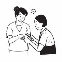 Nurse assisting a patient with wound care concept as A nurse assists a patient with wound care showcasing precision and support Ideal for nursing and healthcare ads in Photo Stoc Dynamic vector