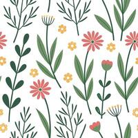 Nature inspired spring garden seamless tile pattern with wildflowers and herbs for natural beauty concept as A seamless pattern featuring wildflowers and herbs for a rustic and nat Dynamic vector
