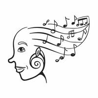 Musicians profile with musical notes concept as A musicians profile merged with musical notes symbolizing hope and creativity in music Perfect for music and inspirational ads in Dynamic vector