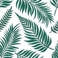 Natural fern and palm fronds seamless tile pattern with tropical vibes for an exotic spring feel concept as Tropical fern and palm fronds in rich green tones create a seamless tile Dynamic vector