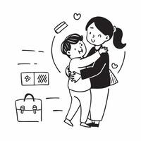 Mother and child reuniting at an airport concept as A mother and child reuniting blended with an airport scene symbolizing the emotional and heartwarming moments of reunion after t Dynamic vector