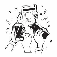 Mobile payment at a concert concept as High resolution image of mobile payment at a concert with a glossy backdrop showcasing the ease and convenience of cashless transactions in a Dynamic vector