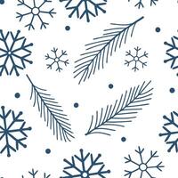 Minimalist snowflake and pine branch seamless tile pattern with clean lines and cool tones concept as Clean lined snowflakes paired with pine branches create a minimalist seamless Dynamic vector