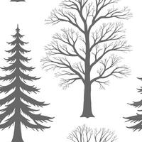 Minimalist winter seamless tile pattern with simple oak and pine silhouettes for modern decor concept as Simple oak and pine tree silhouettes arranged seamlessly for a minimalist a Dynamic vector