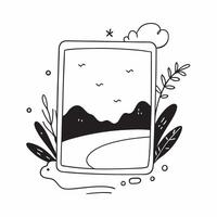 Minimalist black border frame mockup concept as High resolution mockup of a minimalist black border frame with a calming nature scene highlighting modern and clean design themes i Dynamic Set 2 vector