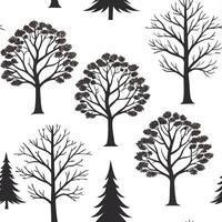 Minimalist autumn trees seamless tile pattern with simple oak and pine silhouettes for modern decor concept as Simple oak and pine tree silhouettes arranged seamlessly for a minima Dynamic vector