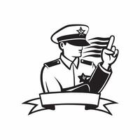 Military officer double exposure with flag concept as A military officers profile merged with a flag representing military responsibility and patriotism Perfect for military and d Dynamic vector