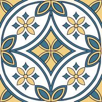 Middle Eastern arabesque and geometric motifs seamless tile pattern with vibrant blues and golds concept as Vibrant blues and golds highlight Middle Eastern arabesque and geometric Dynamic vector