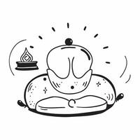 Meditation cushion and Buddha silhouette illustration with space for text and graphics concept as An illustrative meditation cushion and Buddha silhouette design featuring ample sp Dynamic vector