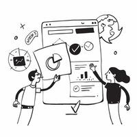 Marketing team collaborating on a product launch concept as A illustration of a marketing team collaborating on a product launch using digital tools and charts with a 3 colo Dynamic vector
