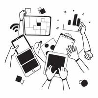Marketing team collaborating on a social media campaign plan concept as A marketing team in a conference room collaborating on a social media campaign plan using charts and graphs Dynamic vector
