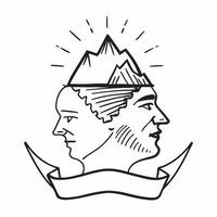 Mans profile with mountain peak concept as A mans profile merged with a mountain peak symbolizing hope and achieving goals Perfect for motivational and adventure ads in Photo Sto Dynamic vector