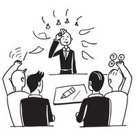 Manager organizing a crisis management meeting concept as High resolution image of a manager organizing a crisis management meeting with a panicked atmosphere emphasizing coordinat Dynamic Set 2 vector