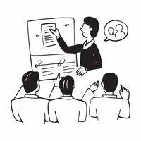 Manager conducting a team briefing in a modern office concept as A illustration of a manager conducting a team briefing in a modern office using a 3 color scheme to highligh Dynamic vector
