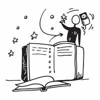 Man reading a motivational book concept as High resolution image of a man reading a motivational book with a glossy backdrop highlighting personal development and growth mindset i Dynamic Set 2 vector
