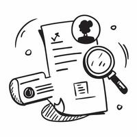 Magnifying glass and resume icon with space for text and icons on a dark background concept as A versatile magnifying glass and resume icon featuring space for both text and icons Dynamic vector