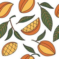 Lush mango seamless tile pattern with rich orange and yellow hues for a tropical summer touch concept as Mangoes with rich orange and yellow hues create a seamless tile pattern wit Dynamic vector