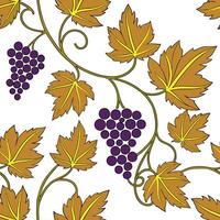 Lush grapevine seamless tile pattern with clusters of grapes and autumn leaves concept as Clusters of grapes and autumn leaves create a lush grapevine seamless tile pattern perfect Dynamic vector