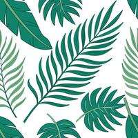 Lush summer leaves seamless tile pattern with tropical foliage and bright palm leaves for vibrant living spaces concept as Lush tropical leaves and bright palms arranged seamlessly Dynamic vector