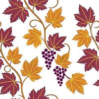 Lush autumn vineyard seamless tile pattern with grapevines leaves and rich colors concept as Grape vines and lush autumn leaves in rich colors create a vineyard themed seamless til Dynamic vector