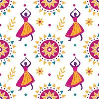 Local festivals and traditional dances seamless tile pattern with vibrant colors and dynamic shapes concept as Vibrant colors and dynamic shapes highlight local festivals and tradi Dynamic vector