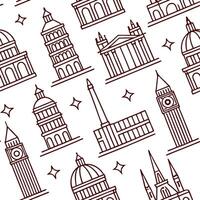 Local architectural landmarks and cultural symbols seamless tile pattern with bold lines concept as Bold lines highlight local architectural landmarks and cultural symbols in seaml Dynamic vector