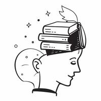 Librarian double exposure with books concept as A librarians profile combined with books representing educational responsibility and knowledge sharing Ideal for library and educat Dynamic vector