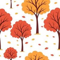 Lively autumn forest seamless tile pattern with colorful trees and fallen leaves concept as Colorful trees and fallen leaves create a lively autumn forest seamless tile pattern for Dynamic vector