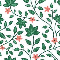 Lively spring floral greenery seamless tile pattern with blooming vines ivy and lush green foliage concept as Lush blooming vines ivy and vibrant greenery form a lively and energet Dynamic vector