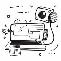 Laptop and projector icon with ample space for text and graphics concept as An iconographic laptop and projector design offering ample space for both text and graphics perfect for Dynamic vector