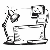 Laptop and desk lamp icon with blank area for personalized messages concept as A customizable laptop and desk lamp icon featuring a blank area for adding personalized messages suit Dynamic vector