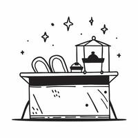 Lanterns and market table icon with ample space for text and graphics concept as An iconographic lanterns and market table design offering ample space for both text and graphics pe Dynamic vector