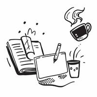 Laptop and coffee cup symbol with copy space for workspaces concept as An artistic rendering of a laptop and coffee cup symbol with spacious copy space suitable for workspaces offi Dynamic vector