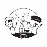 Labor Day cookout with family and friends concept as High resolution image of a Labor Day cookout with family and friends with a glossy backdrop highlighting the joy and togetherne Dynamic Set 2 vector