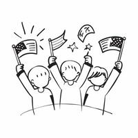 Kids waving American flags concept as High resolution image of kids waving American flags on Independence Day with a glossy backdrop capturing the innocence and excitement of the c Dynamic vector
