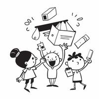 Kids shopping for school supplies concept as High resolution image of kids shopping for school supplies with a glossy backdrop capturing the fun and excitement of getting ready for Dynamic Set 2 vector