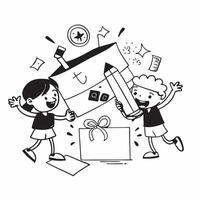 Kids shopping for school supplies concept as High resolution image of kids shopping for school supplies with a glossy backdrop capturing the fun and excitement of getting ready for Dynamic vector
