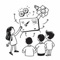 Kids participating in a robotics class concept as High resolution image of kids participating in a robotics class with a glossy backdrop showcasing curiosity and learning through t Dynamic Set 2 vector