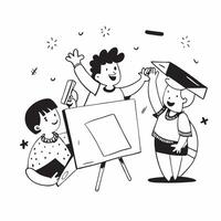 Kids in art class concept as High resolution image of kids enjoying art class with a glossy backdrop highlighting their creativity and excitement for the new school year in Photo Dynamic Set 2 vector
