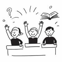 Kids in classroom raising hands concept as High resolution image of kids in a classroom raising their hands with a glossy backdrop highlighting their eagerness to learn and partici Dynamic vector