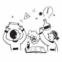 Kids in science class concept as High resolution image of kids enjoying science class with a glossy backdrop capturing their curiosity and excitement for learning in the new school Dynamic Set 2 vector