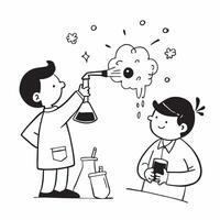 Kids engaging in a science experiment concept as High resolution image of kids engaging in a science experiment with a glossy backdrop showcasing curiosity and learning through exp Dynamic vector