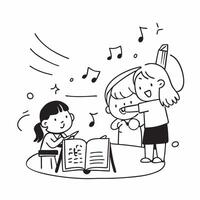 Kids at music class concept as High resolution image of kids enjoying music class with a glossy backdrop highlighting their creativity and excitement for the new school year in Ph Dynamic vector
