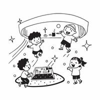 Kids at recess concept as High resolution image of kids playing at recess with a glossy backdrop highlighting their fun and social interaction as the new school year begins in Pho Dynamic Set 2 vector