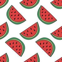 Juicy watermelon seamless tile pattern with vibrant red and green hues for a refreshing summer look concept as Watermelon slices with bright red flesh and green rind create a seaml Dynamic vector